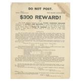 1893 Pacific Express Company Reward Wanted Poster