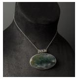 Sterling Silver Moss Agate Necklace
