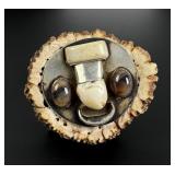 Elk Horn Ivory Banded Agate and Opal Belt Buckle