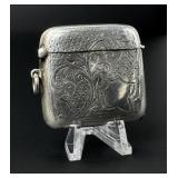 Edwardian Sterling Floral Match Safe Vesta Case
