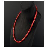 Carved Red Coral Bead Necklace