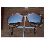 Vintage Reflective Ski Sunglasses Leather Blinders