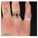 Ostby Barton Art Deco Sterling Moss Agate Ring