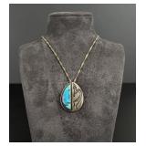 Hopi Sterling Silver Turquoise Kokopelli Necklace