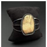 Navajo Sterling Silver Mammoth Ivory Bracelet