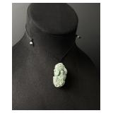 Chinese Carved Jade Jadeite Pixiu Necklace