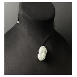Chinese Carved White Jade Jadeite Pixiu Necklace