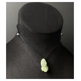 Chinese Carved White Jade Jadeite Pixiu Necklace
