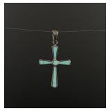 Zuni Sterling Silver Turquoise Cross Necklace