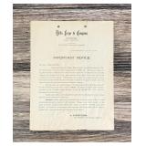 1910 Wells Fargo Notice Money Order Alterations