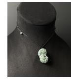 Chinese Carved Jade Jadeite Pixiu Necklace