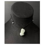 Chinese Carved White Jade Jadeite Pixiu Necklace