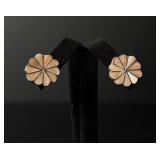 Zuni Sterling Mother of Pearl Flower Earrings