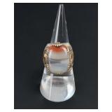 Navajo Sterling Silver Gold Filled Agate Ring
