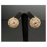 Micro Mosaic Italian Floral Earrings