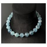 Sterling Silver Aquamarine Bead Necklace