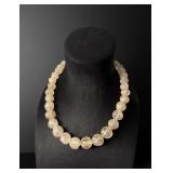 Rutilated Quartz Melon Bead Necklace