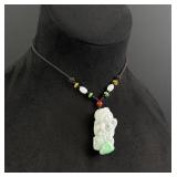Chinese Carved Jade Jadeite Pixiu Necklace