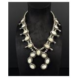 Navajo Sterling Silver Squash Blossom Necklace