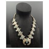 Navajo Sterling Chip Inlay Peyote Bird Necklace