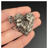 Hobe Sterling Silver Heart Brooch