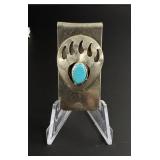 Navajo Sterling Silver Bear Paw Money Clip
