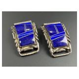 Zuni Inlay Lapis Lazuli Sterling Watch Band Tips