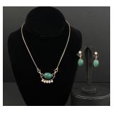 Gold Filled Scarab Necklace and Earrings