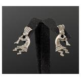 Sterling Silver Kokopelli Flute Player Earrings