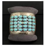 Zuni Indian Turquoise Row Cuff Bracelet
