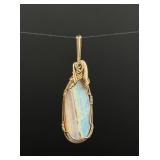 Wire Wrapped Australian Boulder Opal Pendant