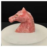 Rhodochrosite Horse Head Carving