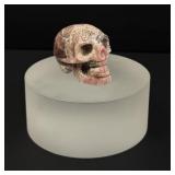 Rhodochrosite Skull Carving