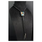 Donald Douglas Navajo Turquoise Coral Bolo Tie