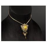 Art Deco Rhinestone Costume Necklace