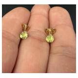 14K Gold Peridot Stud Earrings