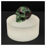 Ruby Zoisite Skull Carving