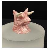 Rhodochrosite Bull Steer Head Carving