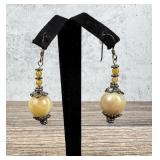 Sterling Silver Ivory Sphere Earrings.