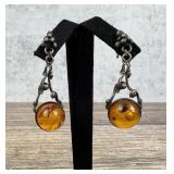Sterling Silver and Baltic Amber Earrings