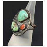 Navajo Sterling Turquoise Coral Ring