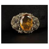 Art Deco Filigree Paste Brooch