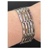 Signed Taxco Mexico Sterling Abalone Gate Bracelet