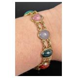 Gold Fill Stone Scarab Bracelet