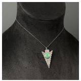 Sterling Silver Green Turquoise Arrowhead Necklace