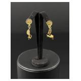 Chinese Sterling Silver Junk Earrings