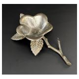 Mid Century Bronze Rose Trinket Dish