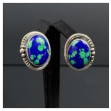 Navajo Sterling Silver Azurite Earrings
