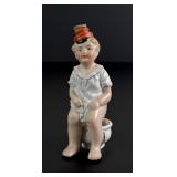 German Bisque Geldenscheissens Chamber Pot Flask