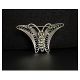 Beau Sterling Silver Filigree Butterfly Brooch